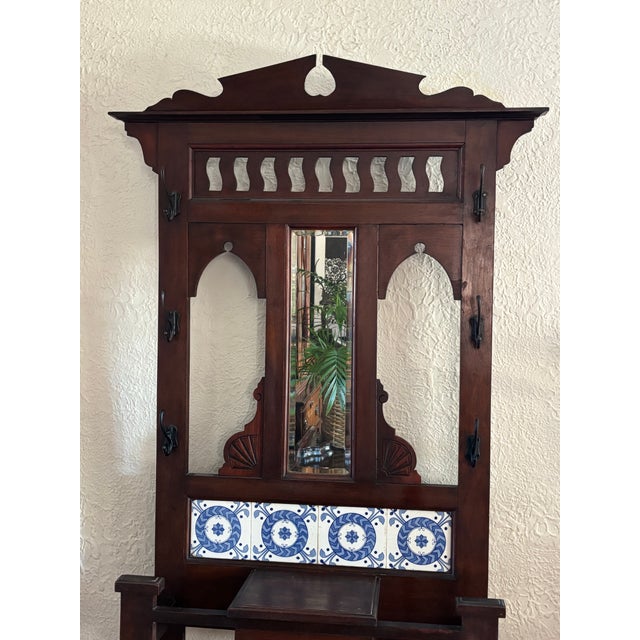 English 19th Century Antique English Oak Hall Tree Stand For Sale - Image 3 of 12