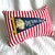American Florida Daytona Beach Vintage Blue Pennant on New Woven Red and White Striped Throw Pillow For Sale - Image 3 of 4