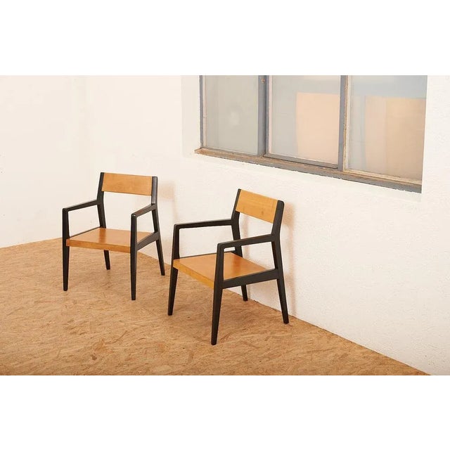 Set of Framed Hardwood Painted Black Chairs from Horgen Glarus. For Sale - Image 11 of 12