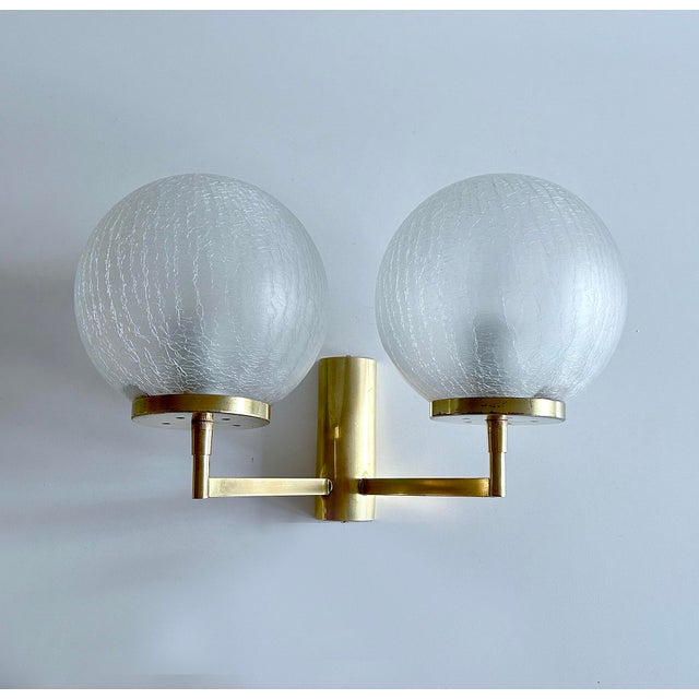 Vintage Space Age Glass and Brass Sconces, Set of 2 For Sale - Image 10 of 18