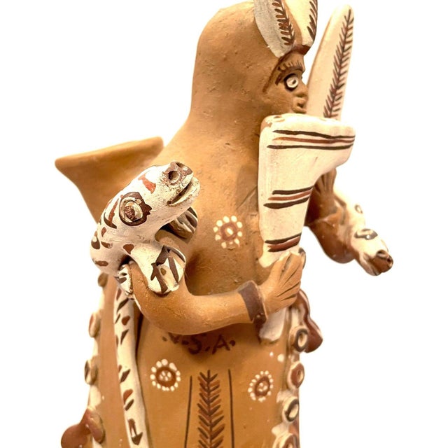 Folk Art 1970s Large Peruvian Folk Art Musician Sculpture - 20" H X 7" Diam. For Sale - Image 3 of 8
