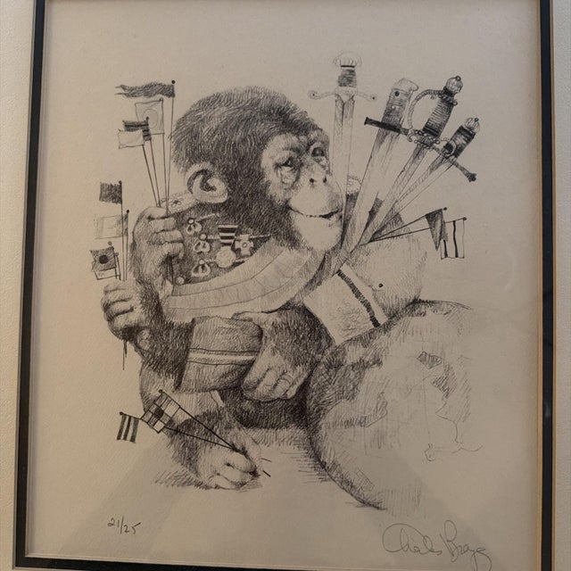 Abstract 1970s Charles Bragg (1931-2017) the Monkey Artist Signed Limited Edition 21/25 For Sale - Image 3 of 9