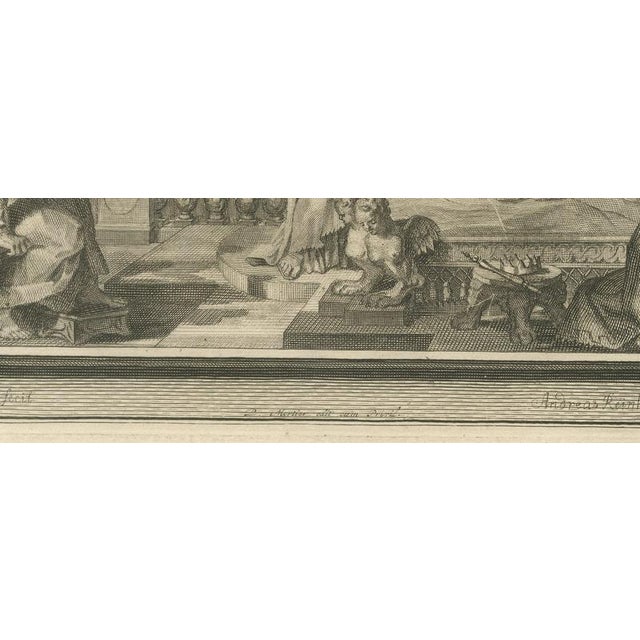 18th Century Pieter Mortier, Angel Destroys the Assyrian Army and Hezekiah's Recovery, 1700, Engraving For Sale - Image 5 of 12