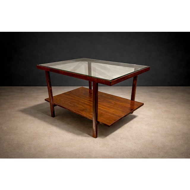 1960s Brazilian Modern Rectangular Side Table in Rosewood & Glass, Unknown, 1960s For Sale - Image 5 of 10