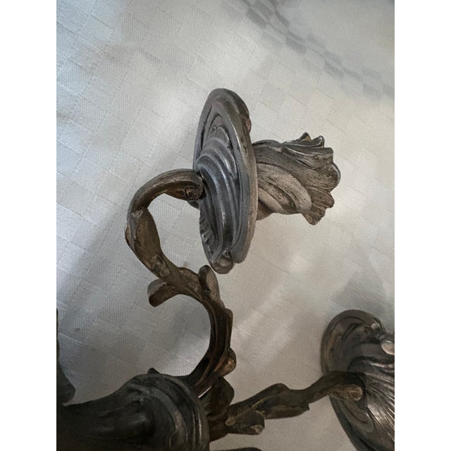 Pewter Rococo 3 Arm Candleabra For Sale In Lexington, KY - Image 6 of 10