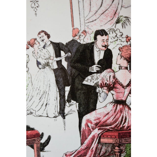 White Boch Frères "Le Dimanche Mondain" Decorative Plate For Sale - Image 8 of 9
