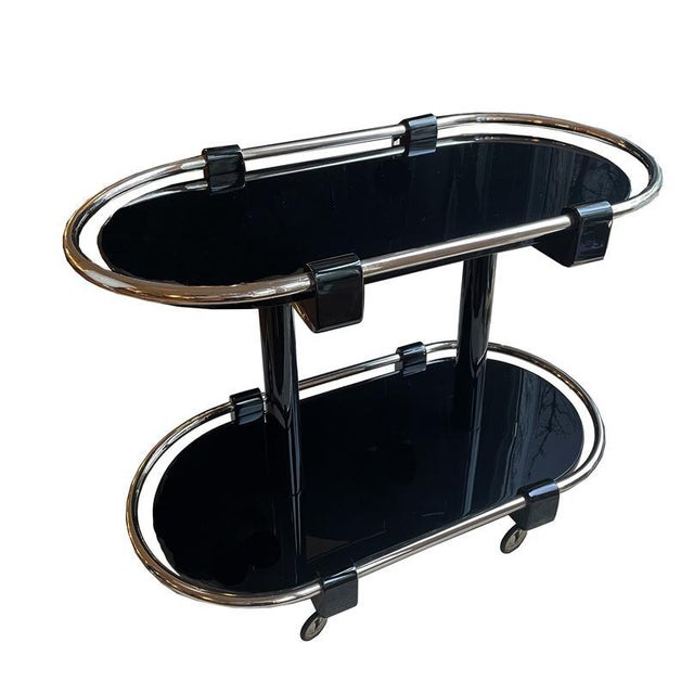 Art Deco Bar Cart in Black For Sale - Image 3 of 12