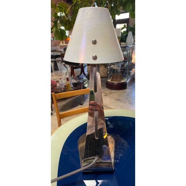 Mid-Century Modern 2000 Italian Chrome and Murano Glass Desk Lamp For Sale - Image 3 of 11