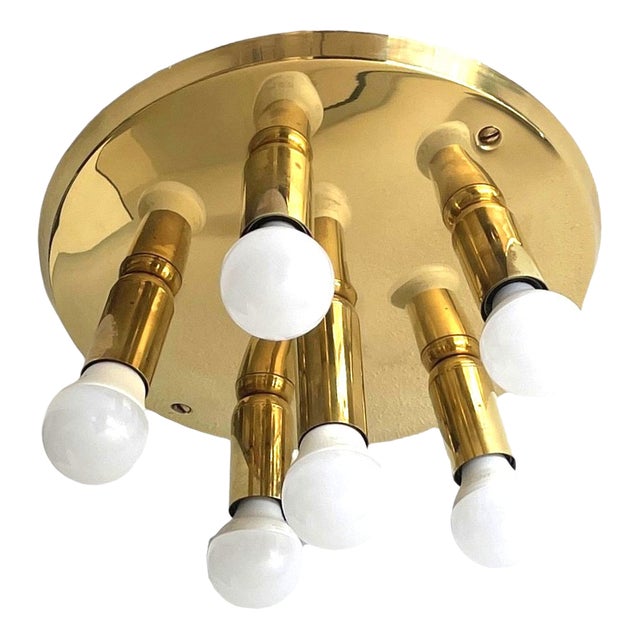 Mid-Century Modern Brass Ceiling Light from TZ Leuchten, Germany, 1970s For Sale