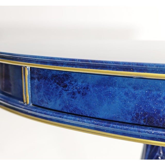 Vintage Bedside Tables in Blue Wood with Lapis Lazuli Effect by Annibale Colombo, 1980s, Set of 2 For Sale - Image 4 of 12