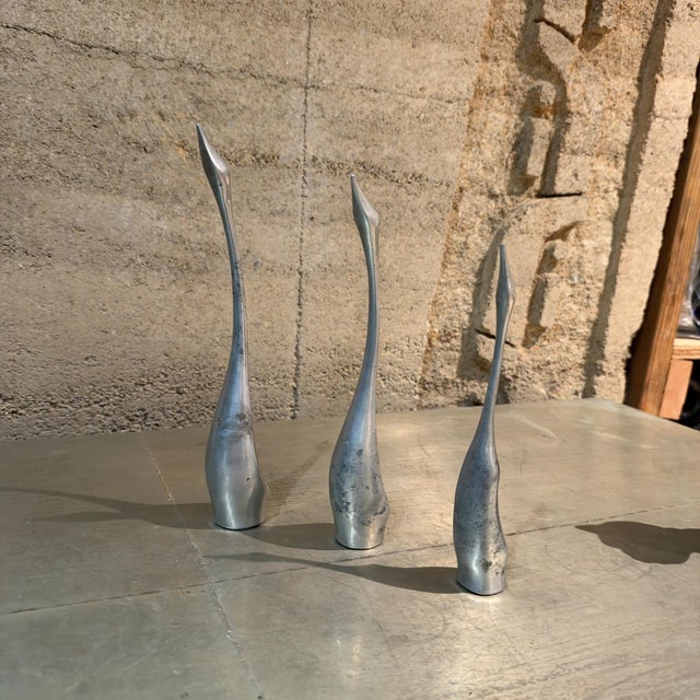 Vintage Modernist Aluminum Bird Figurines Set of (3) Alcan Hoselton Canada Sculptures For Sale In San Diego - Image 6 of 10