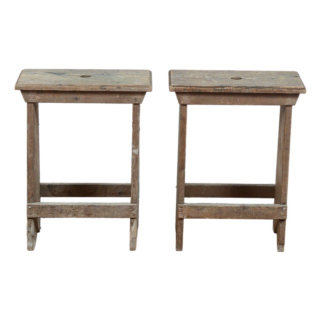 Industrial Artisan Workshop Stools, Set of 2 For Sale