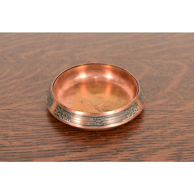 A gorgeous antique Arts & Crafts or Art Deco period sterling silver on bronze bowl, ashtray, or catchall By Heintz Art...