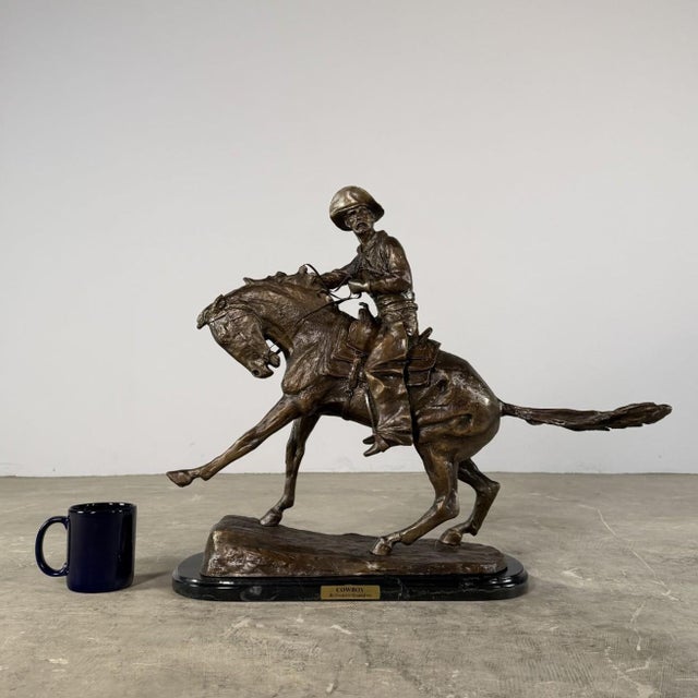 "The Cowboy" Signed Bronze Sculpture After Frederic Remington - 22" H For Sale In Dallas - Image 6 of 10