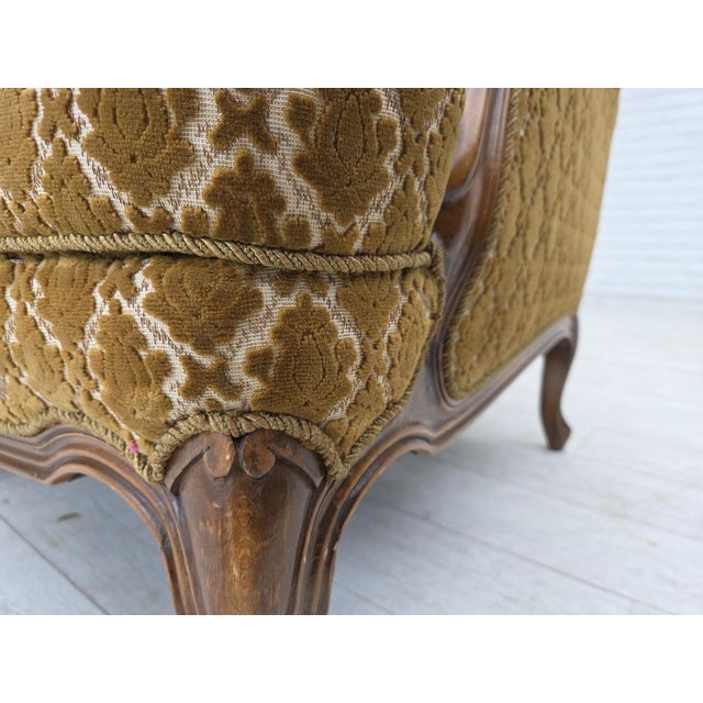 Mid-Century Modern Vintage Danish Three-Seater Sofa in Furniture Velour, 1950s For Sale - Image 3 of 18