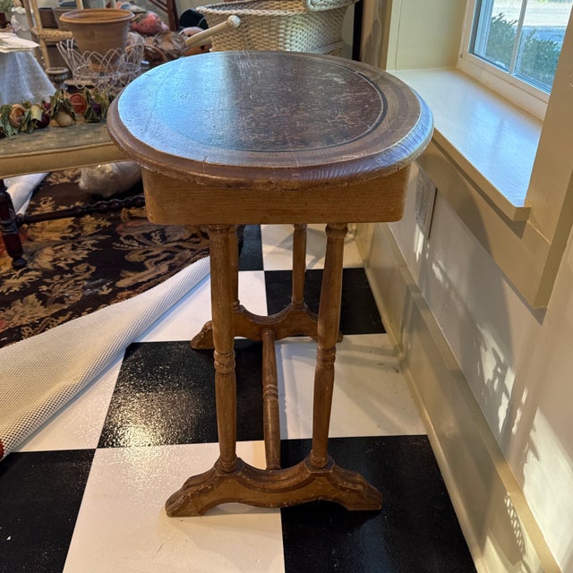 Wood Antique Victorian Cottage Handpainted Side Table For Sale - Image 7 of 11