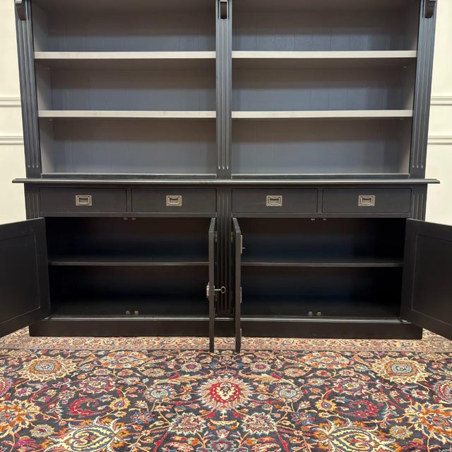 Large English Black Bookcase For Sale - Image 15 of 17