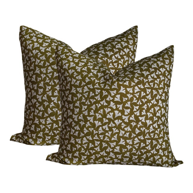 Vera // Ochre by Lauren Servati Textiles Pillows - A Pair For Sale