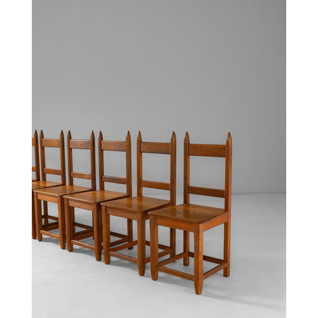 1970s French Brutalist Oak Dining Chairs In Original Patina - Set of 6 For Sale - Image 12 of 18