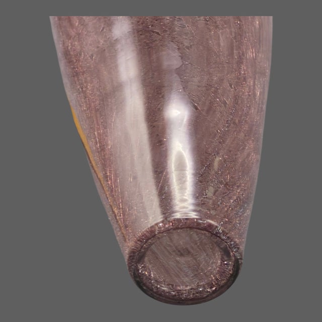 Glass Vintage Italian Tear Drop Art Glass Hand-Blown Amethyst Gold Dust Vase For Sale - Image 7 of 8
