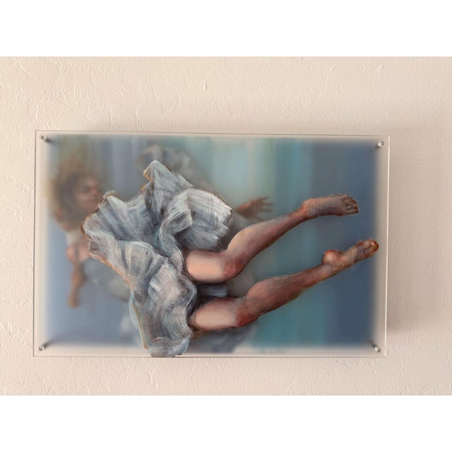 Falling Softly portrays a dynamic composition of limbs and flowing fabric, evoking a sense of gentle motion and...