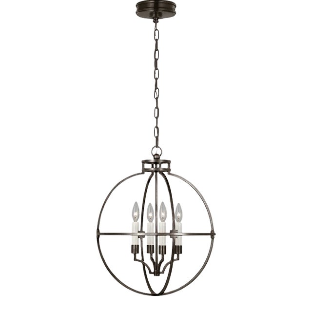 Chapman & Myers for Visual Comfort Signature Lexie 18" Globe Lantern in Bronze For Sale