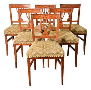 Swedish 19th Century Carved Oak Dining Chairs – Set of Six