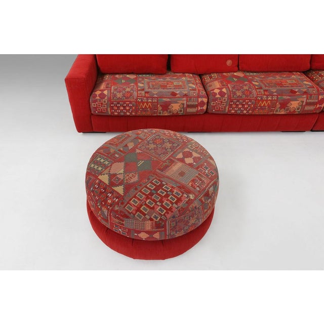 Modular Sofa in Red and Patterned Upholstery from Roche Bobois, France, 1980s For Sale - Image 16 of 18