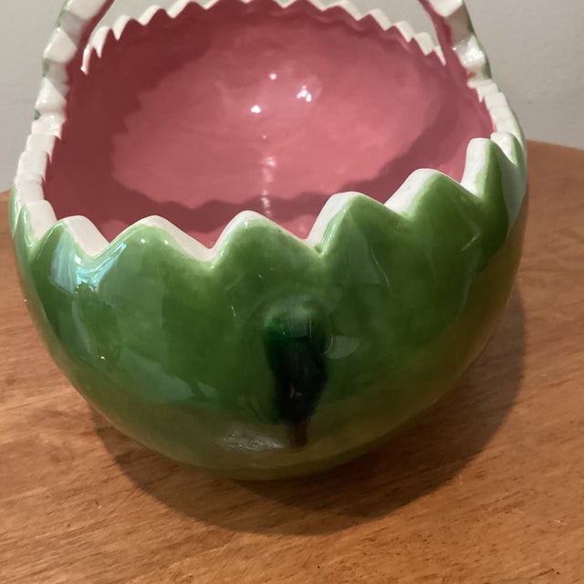 Mid 20th Century Ceramic Glazed Watermelon Basket Artist Signed For Sale In Chicago - Image 6 of 12