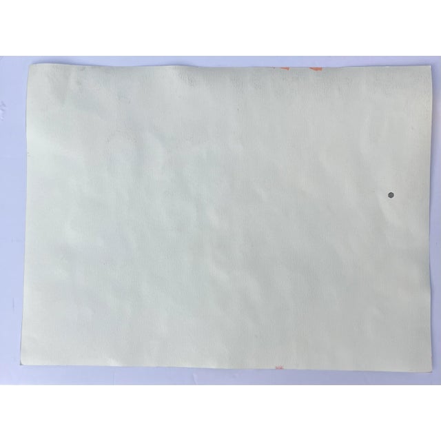 1980’s Original Abstract Expressionist Watercolor Painting 2 Figures in Interior For Sale - Image 4 of 4