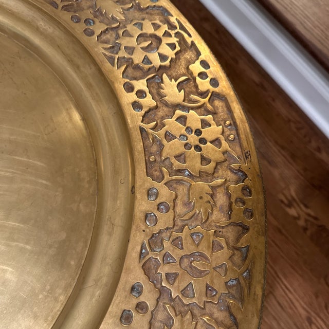 Moroccan Brass Tray Table For Sale - Image 9 of 11