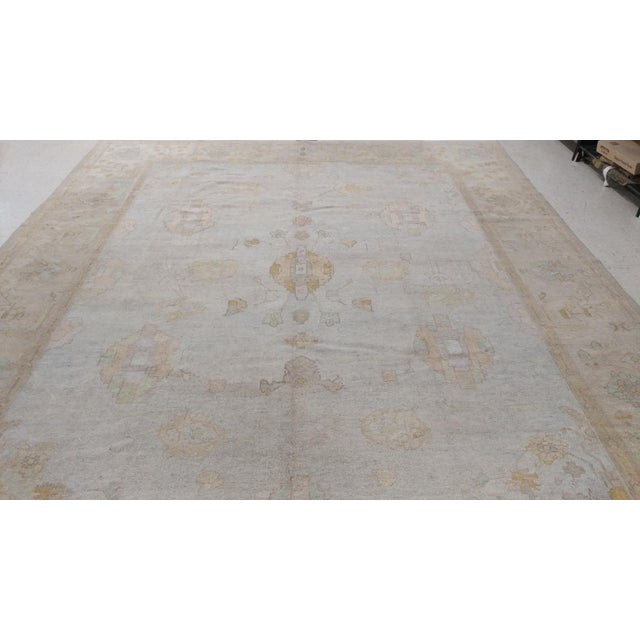 Antique Oushak Carpet, Handmade Turkish Oriental Rug, Beige, Taupe, Soft Yellow For Sale - Image 10 of 12