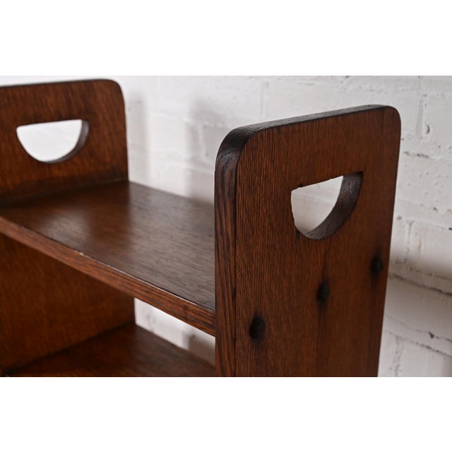 Early 20th Century Stickley Brothers Style Antique Mission Oak Arts & Crafts Bookcase or Magazine Rack, Circa 1910 For Sale - Image 5 of 11