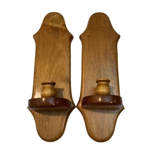 Wood wall sconce pair for candles - a glass globe (not included) would add a classic design touch. These are a medium...