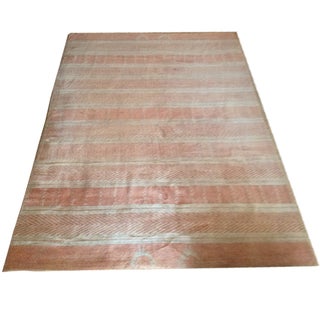 Swedish Hand-Knotted Pink & Gold Rug - 6'3" x 9' For Sale