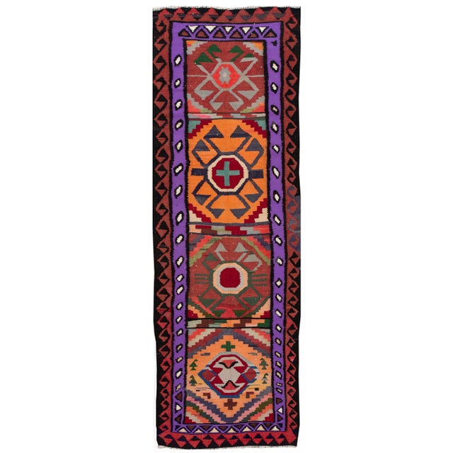 Mid-20th Century Vintage Kilim Runner Rug 3' 4" X 10' 7''. For Sale - Image 13 of 13