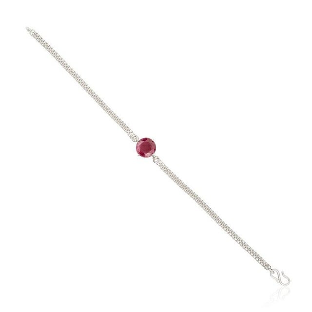 Not Yet Made - Made To Order Certified Minimalist 4.9 Ct Ruby Solitaire Bracelet in 925 Sterling Silver For Sale - Image 5 of 13