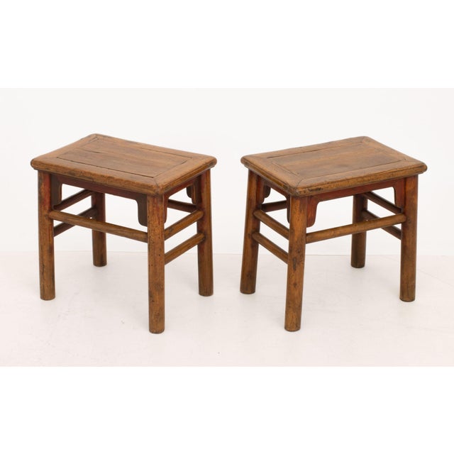 Early 20th Century Pair of Chinese Elm Side Tables For Sale - Image 5 of 10