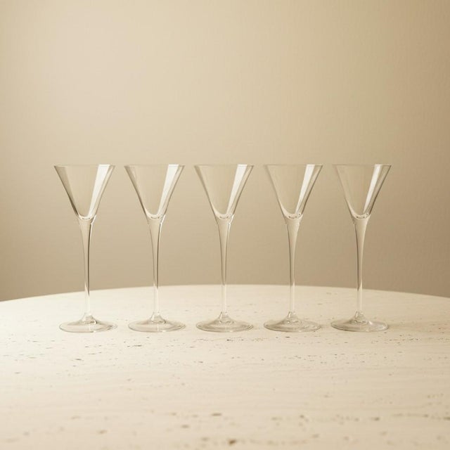 Vintage Dansk Crystal Cordial Glasses Set 5-Clear-Long Stem-Liqueur Barware For Sale - Image 11 of 11