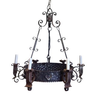 Late 19th Century Chateau Medieval Design Heavy Chandelier For Sale