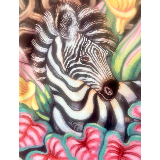 Ceramic Late 20th Century Fitz and Floyd Exotic Jungle Zebra Plates-Set of 2 For Sale - Image 7 of 10