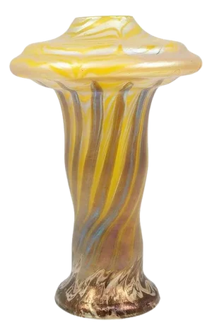 Art Nouveau Bohemian Glass Vase in Yellow - Orange from Johann Loetz Witwe, 1900s