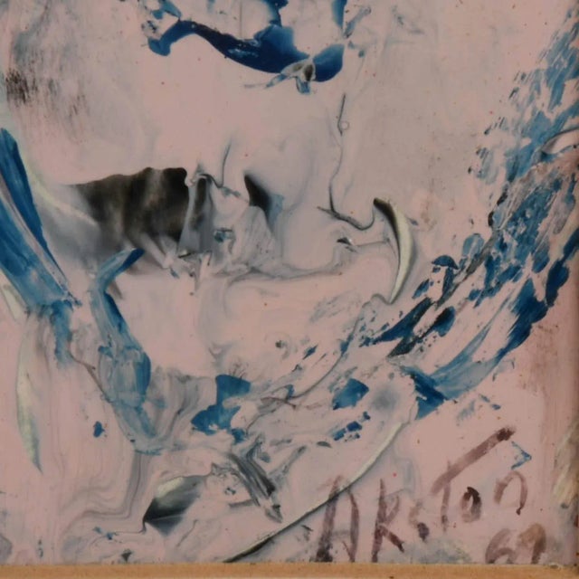 Framed Signed J. Akston "Untitled, 1967" Mixed Media Abstract Portait For Sale - Image 4 of 10