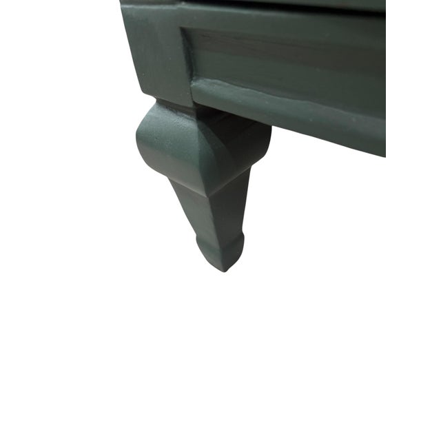 1970s Vintage Emerald Green Credenza Media Console With Walnut Finished Top For Sale - Image 5 of 10