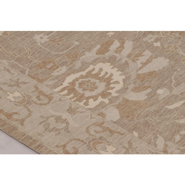Modern Rug & Kilim’s Oushak-Inspired Rug in Beige and Cream Floral Patterns For Sale - Image 3 of 10