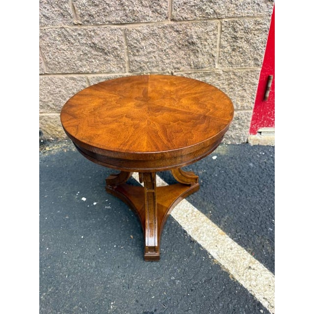 Vintage Regency Style Burled Wood Round Side Table by Drexel For Sale - Image 11 of 12