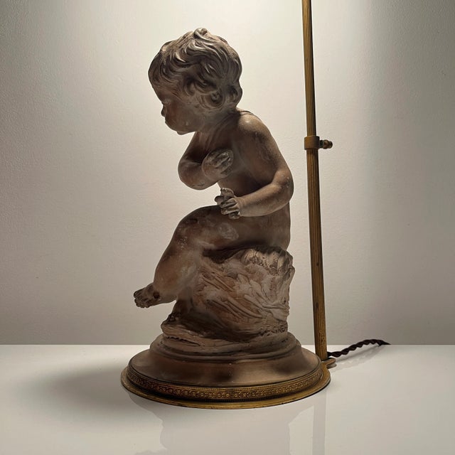 Lamp Base in Patinated Terracotta Plaster by Cherubin Enfant For Sale - Image 10 of 12