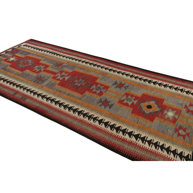 Rug & Kilim 1950s Vintage Kurdish Kilim Rug in Red and Blue, Multicolor Geometric Patterns For Sale - Image 4 of 7