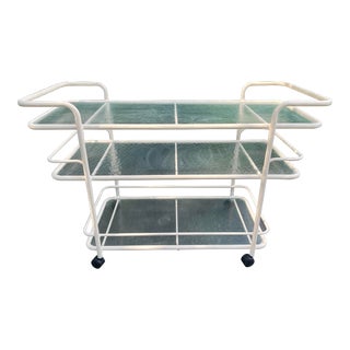 1960s Brown Jordan Vintage Three Tiered Bar Cart For Sale