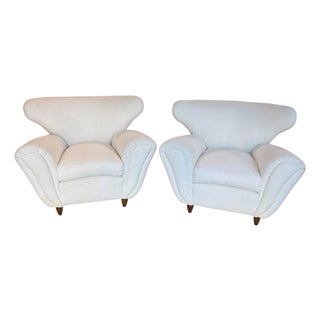 Pair of Italian Boucle Armchairs Attributed to Guglielmo Ulrich For Sale